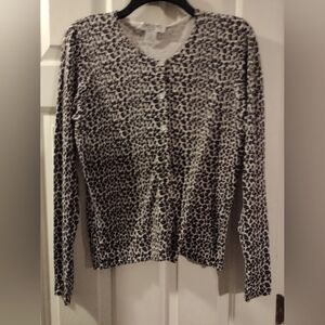 Petites by SML Silk Animal Print Button up Sweater